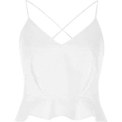 White frill cami crop top